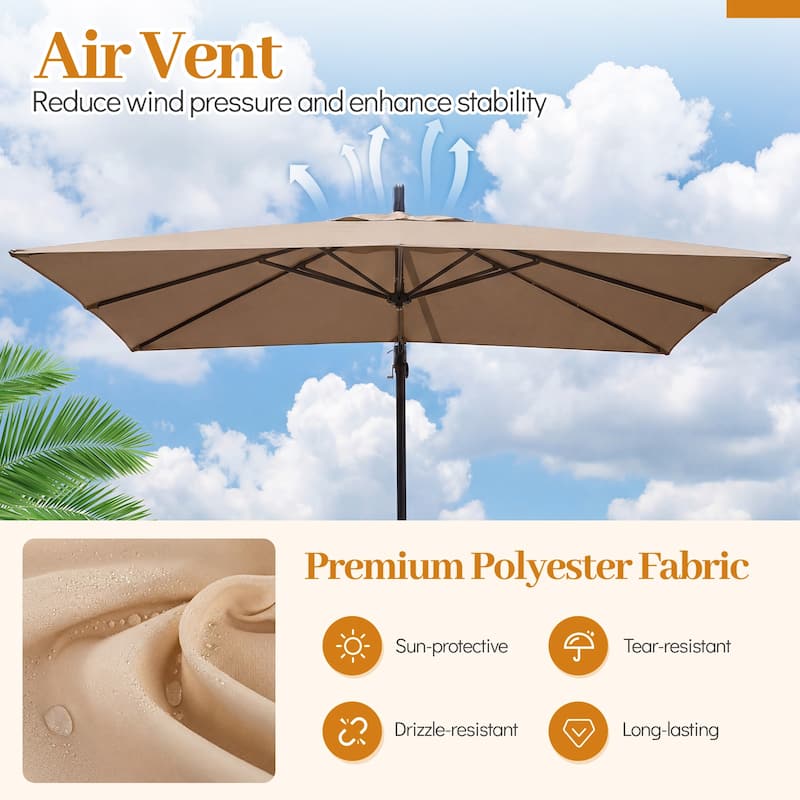 Gymax 8 x 8 FT Offset Cantilever Patio UmbrellaSquare Hanging Outdoor