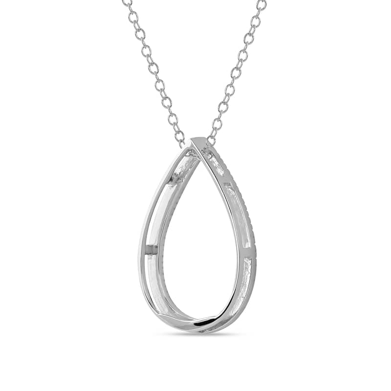 1/6ct - 1ct TDW 14K Gold Open Pear Diamond Pendant Necklace for Women