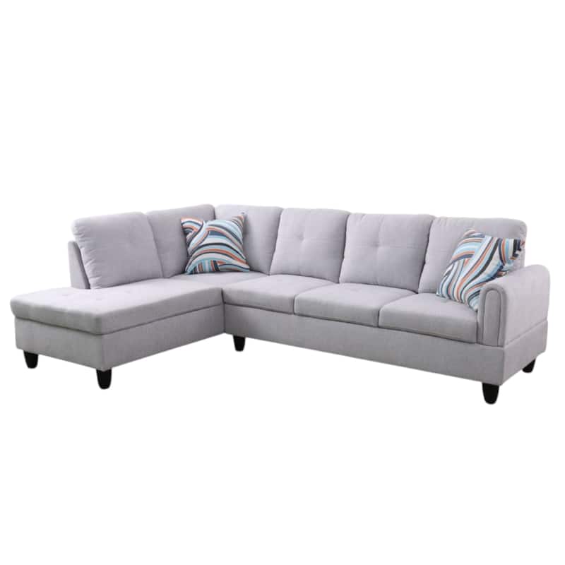 KISRAIS 97" Wide 2-Piece Flannel Sectional Sofa for Small Spaces