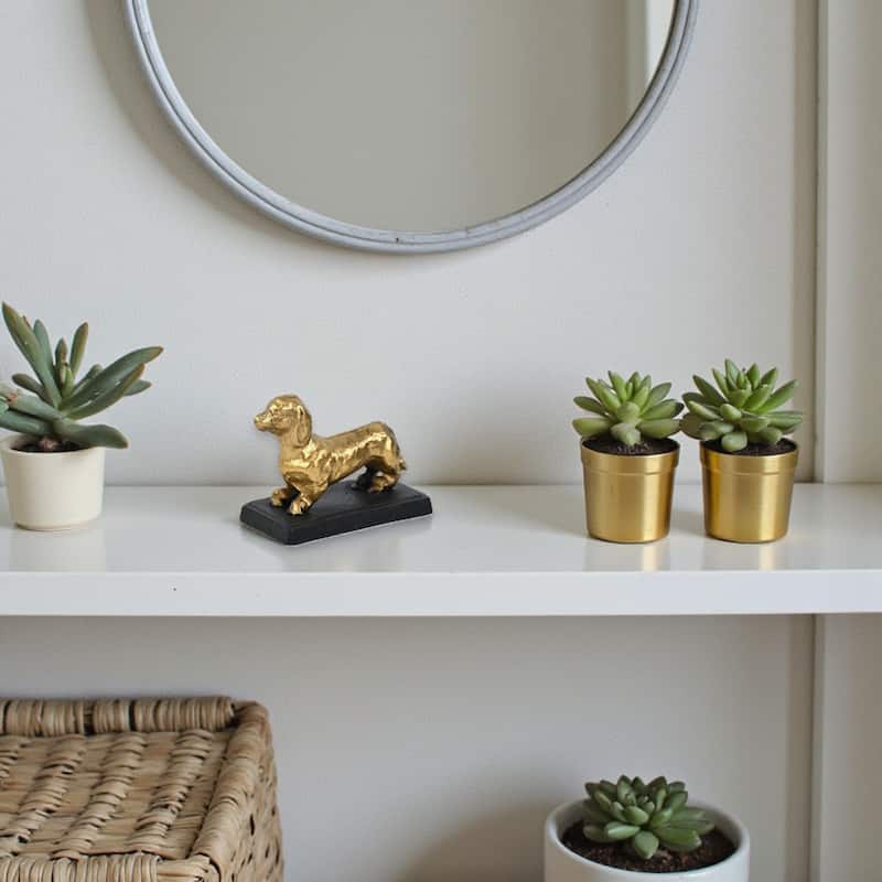 Motley 5" Cast Iron Dachshund Dog Figurine - Gold - N/A