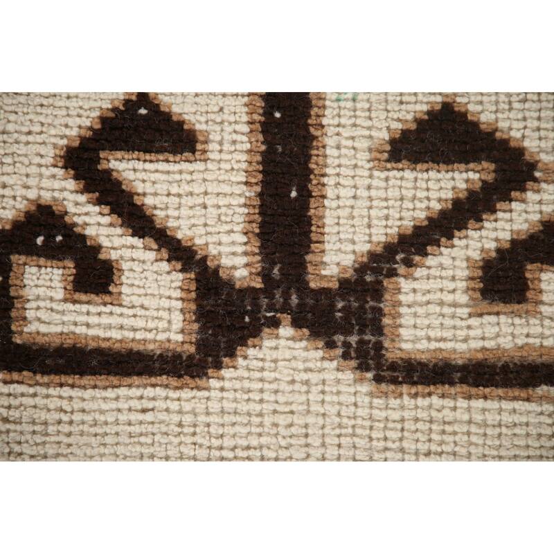 Natural Dye Ivory Anatolian Turkish Runner Rug Handmade Wool Carpet - 2'7"x 11'9"