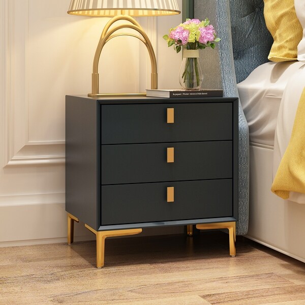 Timechee 3 Drawer Nightstand End Table Bedside Table Black