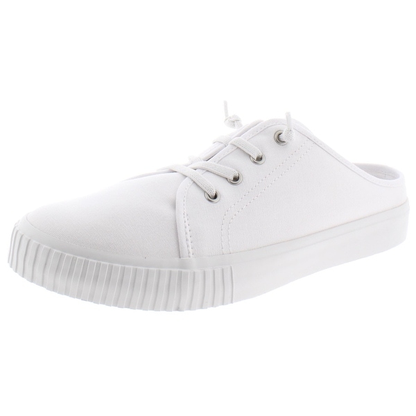 white canvas mule sneakers