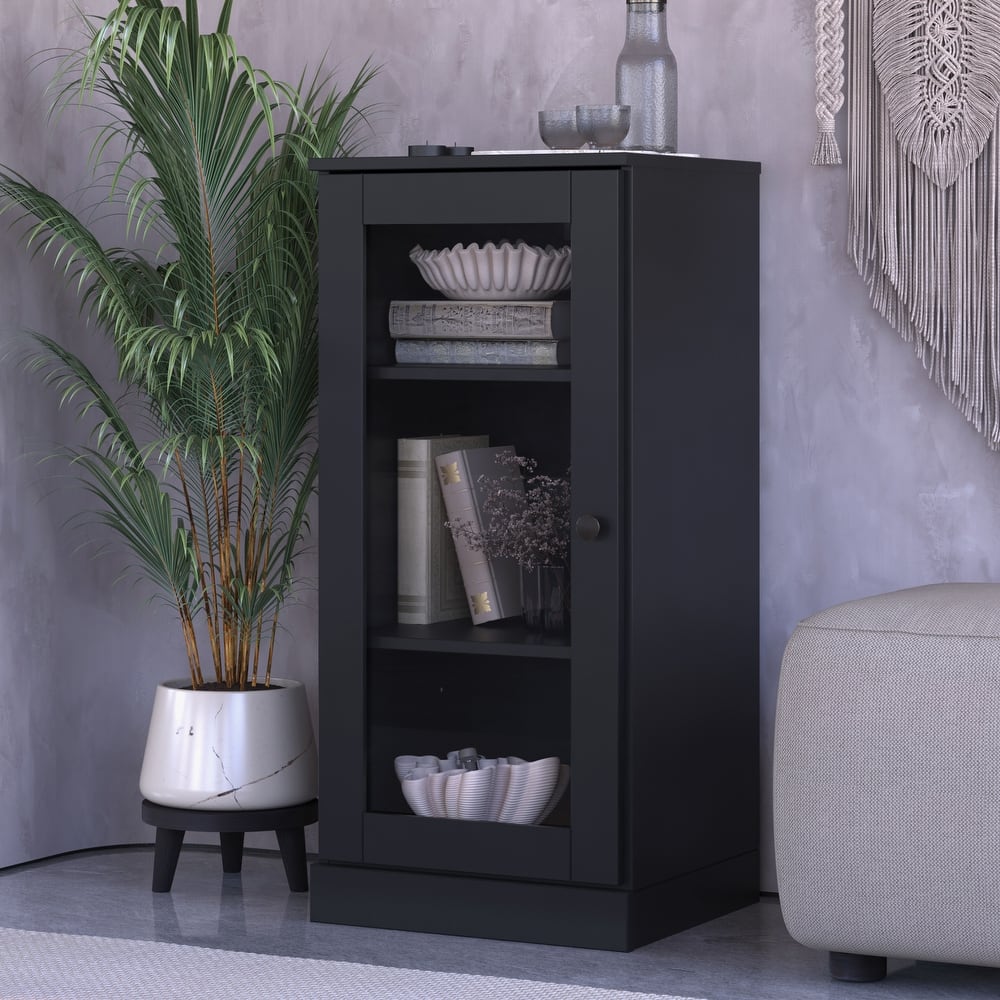 Palace Imports 100% Solid Wood 3-Shelf Bookcase with Clear Glass Door and Adjustable Shelves