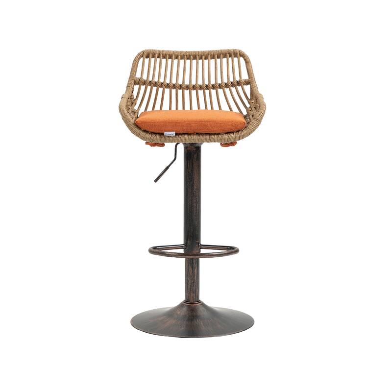 Set of 2 Swivel Bar Stools Adjustable Counter Height with Footrest