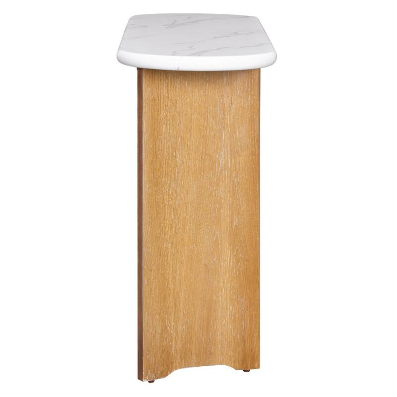 53.9" Console Table with Faux Marble Top & Wood Base