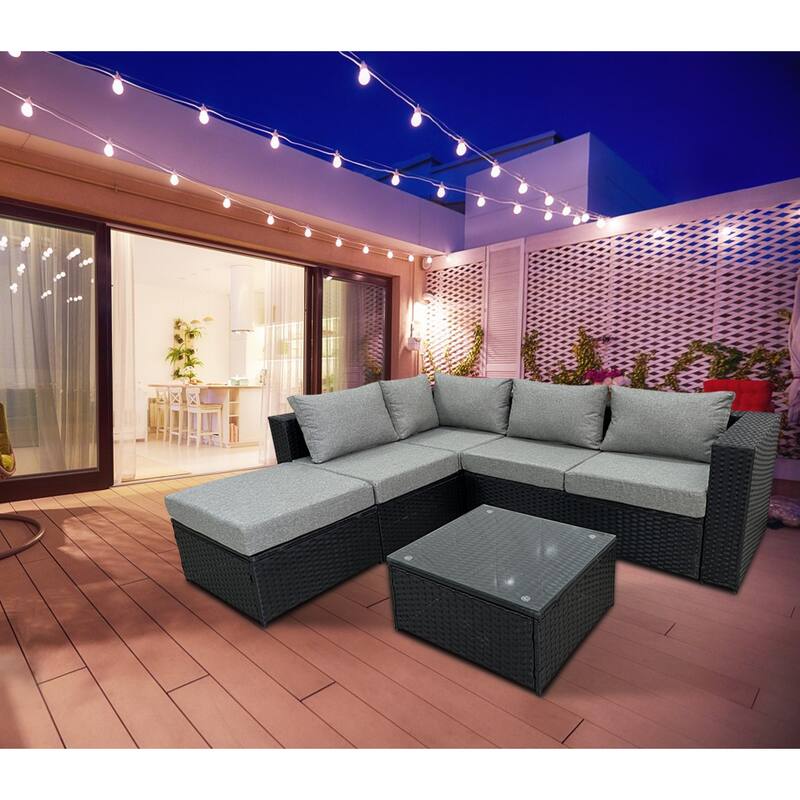 Wicker/Rattan 5 - Person Seating Group with Cushions