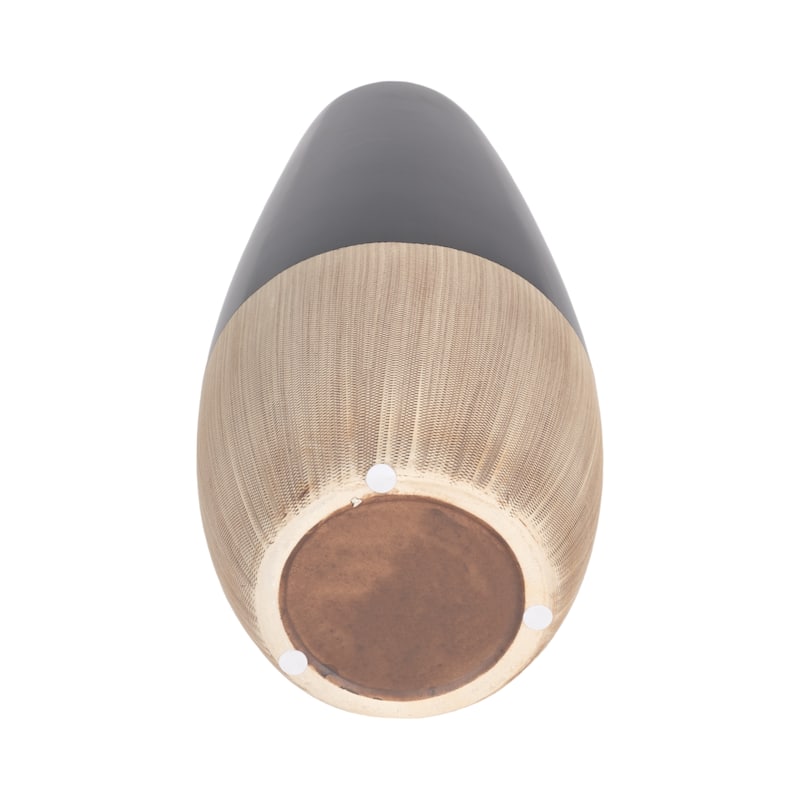 Sagebrook Home 17" Ceramic Vase Contemporary Two Tone Black and Beige Vase For Decorative Table Accent