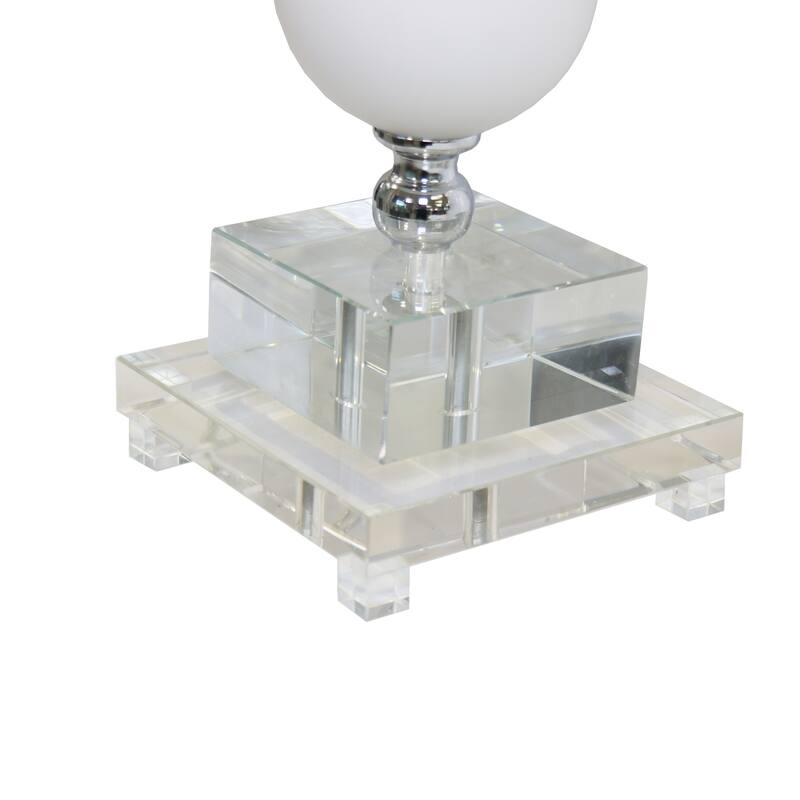 Pasargad Home Lucent Frosted Glass & Lucite Pedestal Table Lamp - D16" x H35"