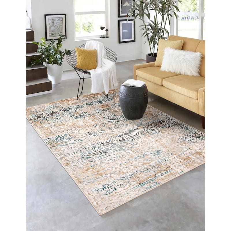 ECARPETGALLERY Machine Woven Zoe Ivory Area Rug