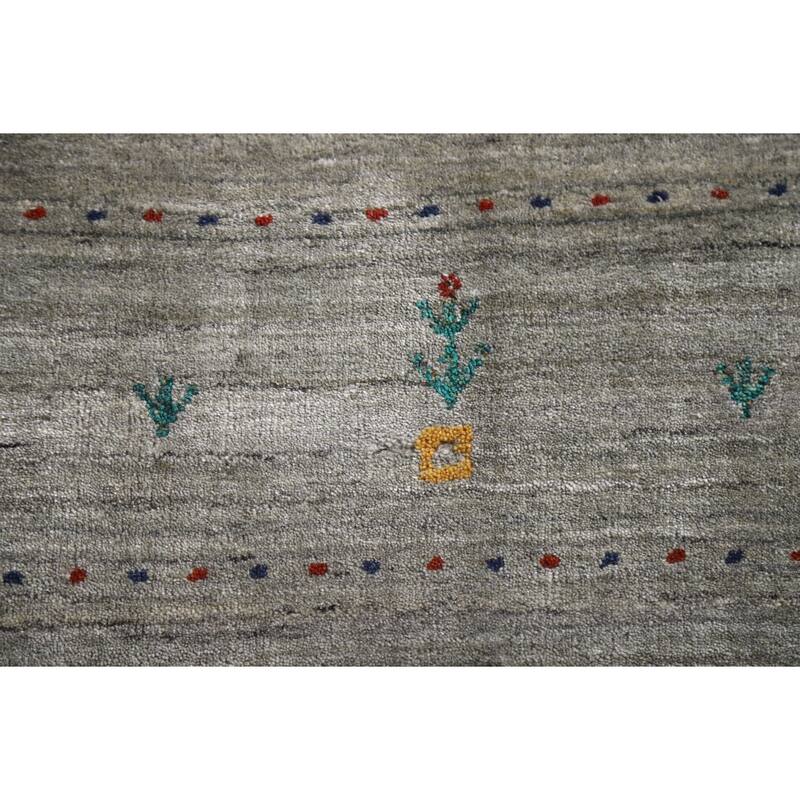 Striped Gabbeh Oriental Area Rug Handmade Green Wool Carpet - 8'10"x 11'7"