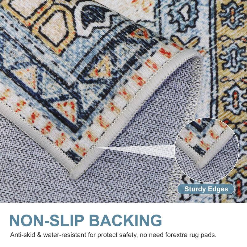 Mcow Everyday Comfort Neutral Low Pile Washable Non-Slip Area Rug