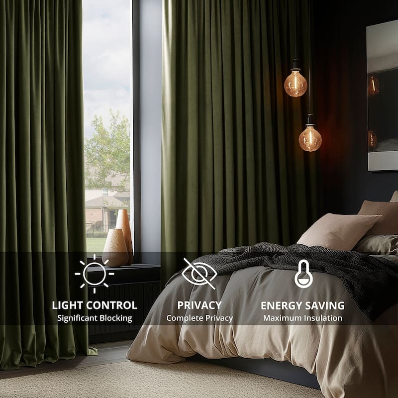 Exclusive Fabrics Hunter Green Grommet Velvet Blackout Curtain (1 Panel)