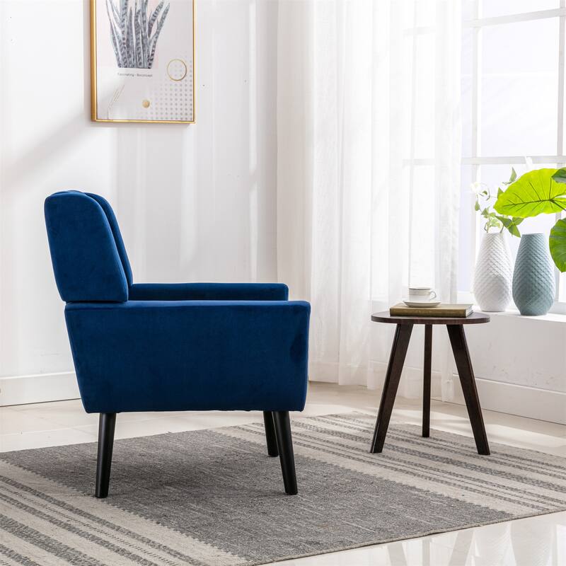 Stylish Upholstered Seating Armchair with Tapered Metal Legs, Light Blue Single Sofa Chair Accent Chair with Flared Armrests