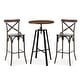 preview thumbnail 41 of 60, Glitzhome Industrial Modern Adjustable Bar Table Rustic Steel 3-Piece Pub Sets Brown-1