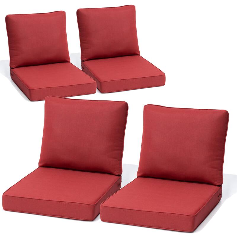 27.6 in W * 24.4 in D Outdoor Patio Deep Seat Cushion Chair Set - CHILI - 4PC