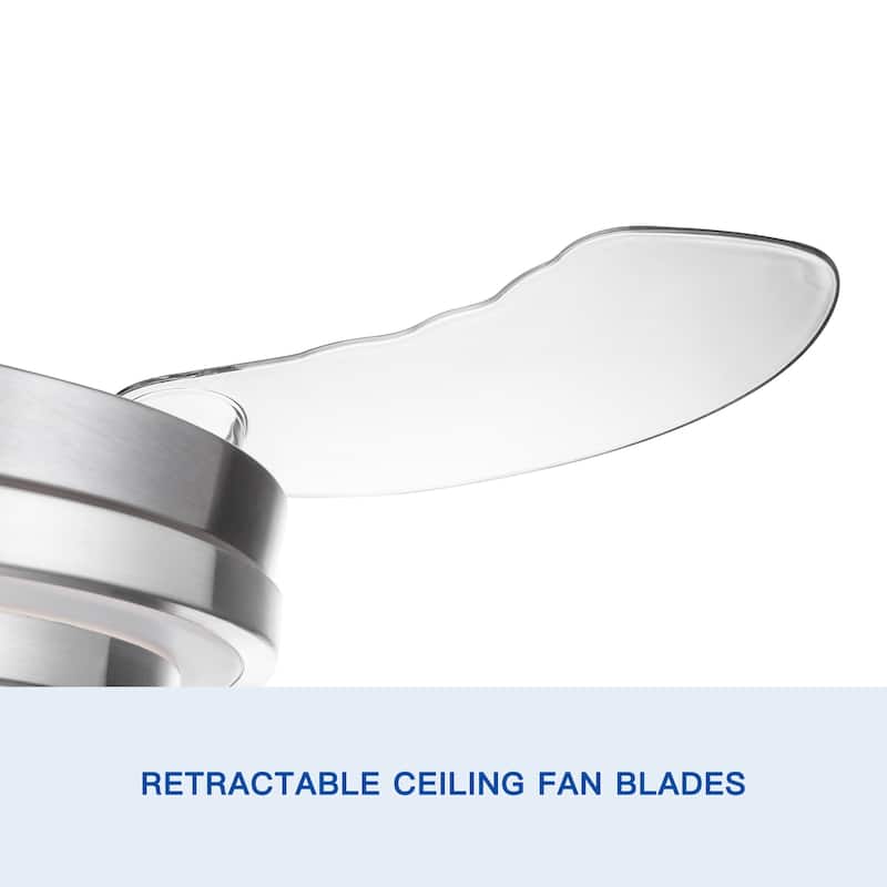 YUHAO Modern 42 in. Indoor Nickel Retractable Blades Ceiling Fan with Light Kit and Remote Control - 42 Inches