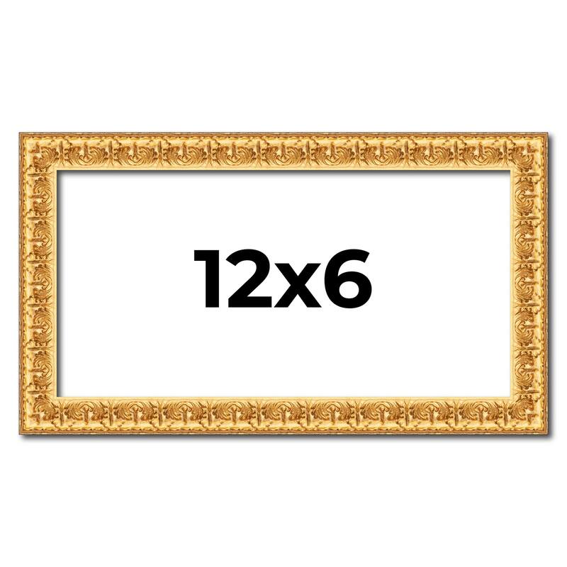 12x6 Frame Gold Real Wood Picture Frame Width 1 inches | Interior