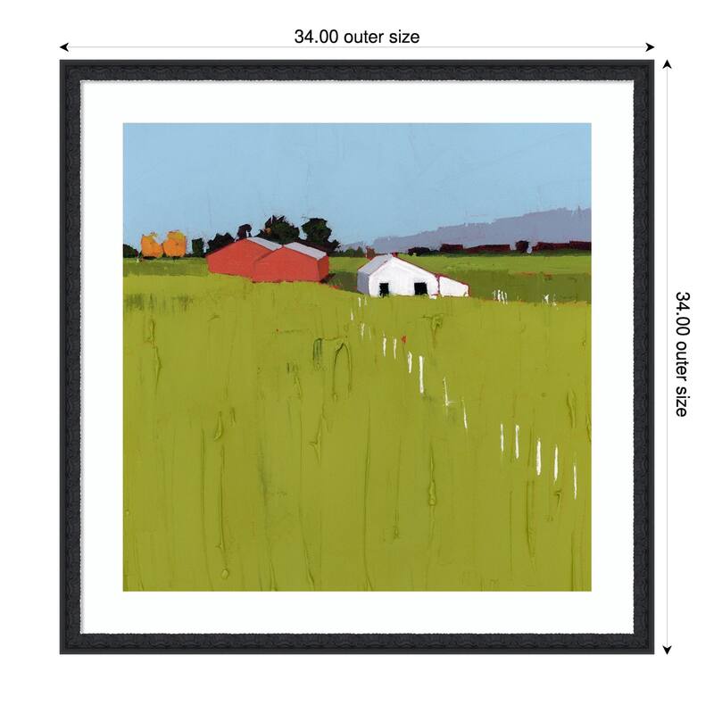 Fenceline by Ruth Lague Wood Framed Wall Art Print - Bethany Black - 34 x 34 in