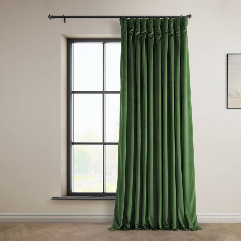 Exclusive Fabrics Heritage Plush Velvet Room Darkening Curtain (1 Panel) - Luxurious Single Drapery for Enhanced Room Darkening - 100 X 120 - Eden Green