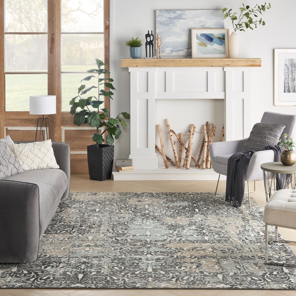 Nourison Soma Contemporary French Country Damask Area Rug