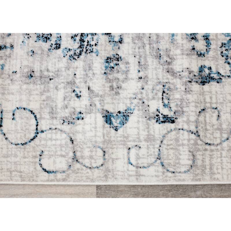 Madrid Collection - Distressed Flower Medallion Rug