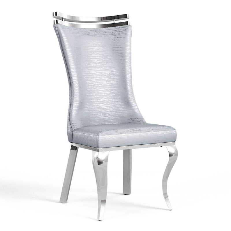 Furniture of America Thaddeus Glam Stainless Steel Upholstered Dining Side Chair (Set of 2)