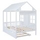 preview thumbnail 8 of 12, Full House Bed with Twin Trundle & Playhouse Design, Solid Wood Frame