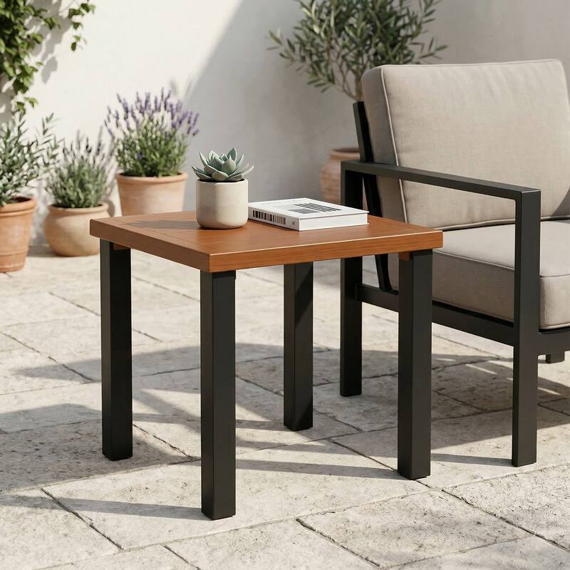 Square Outdoor Side Table - 17.3'' H X 17.7'' D X 17.7'' W - 17.3'' H X 17.7'' D X 17.7'' W