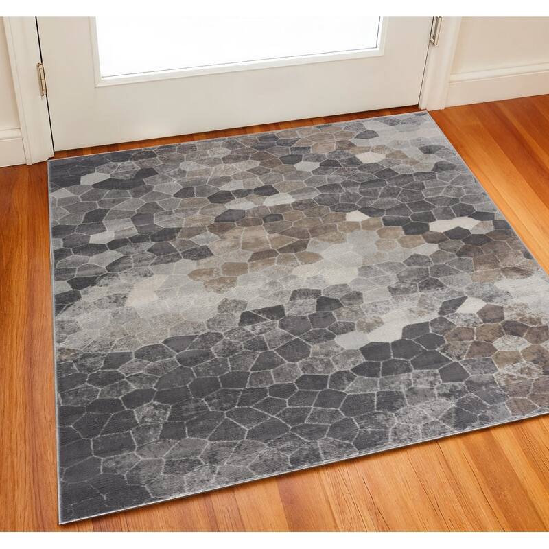HomeRoots Cobblestone Transitional Square Area Rug - 27.00 in. x 24.00 in.  x 0.40 in.