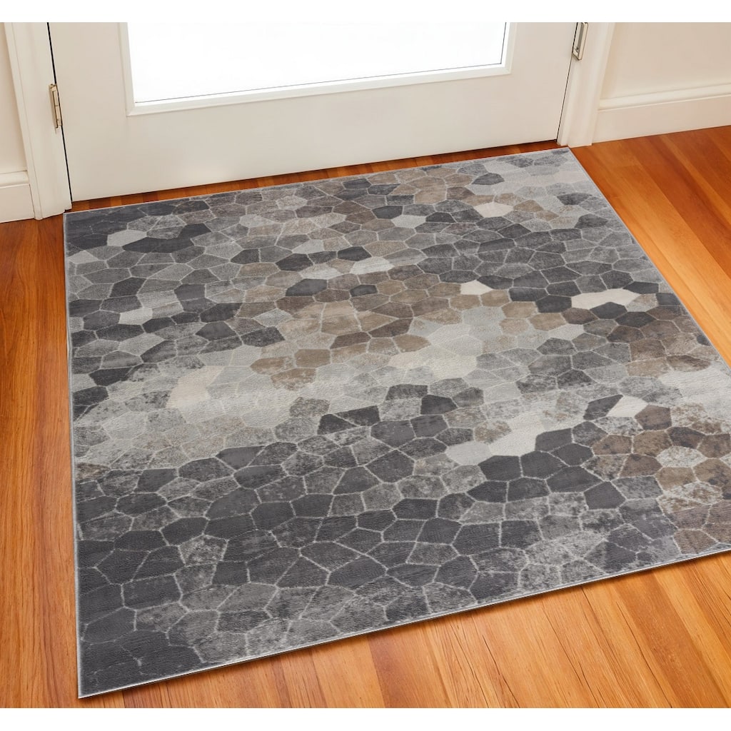 HomeRoots Cobblestone Transitional Square Area Rug