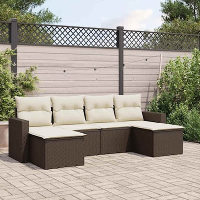 vidaXL Garden Sofa Set Brown and Cream White - 21.7 x 21.7 x 14.6
