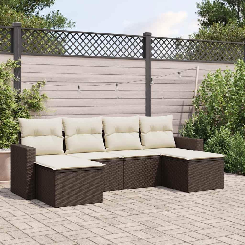 vidaXL Garden Sofa Set Brown and Cream White - 21.7 x 21.7 x 14.6