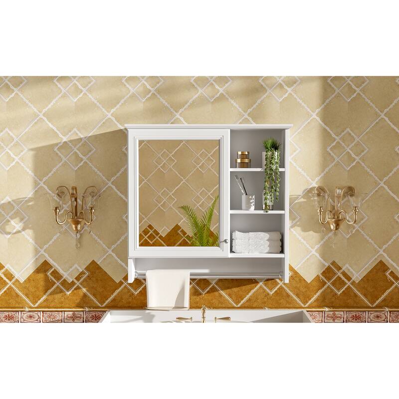 Roomfitters 30 Inch Wall Mount 2-in-1 Mirror Cabinet, Storage Organizer with Adjustable Shelf & Soft Close Hinges