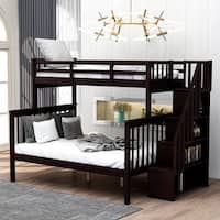 Twin-over-Full Bunk Bed with Storage Stairway and Guard Rail - Bed Bath ...
