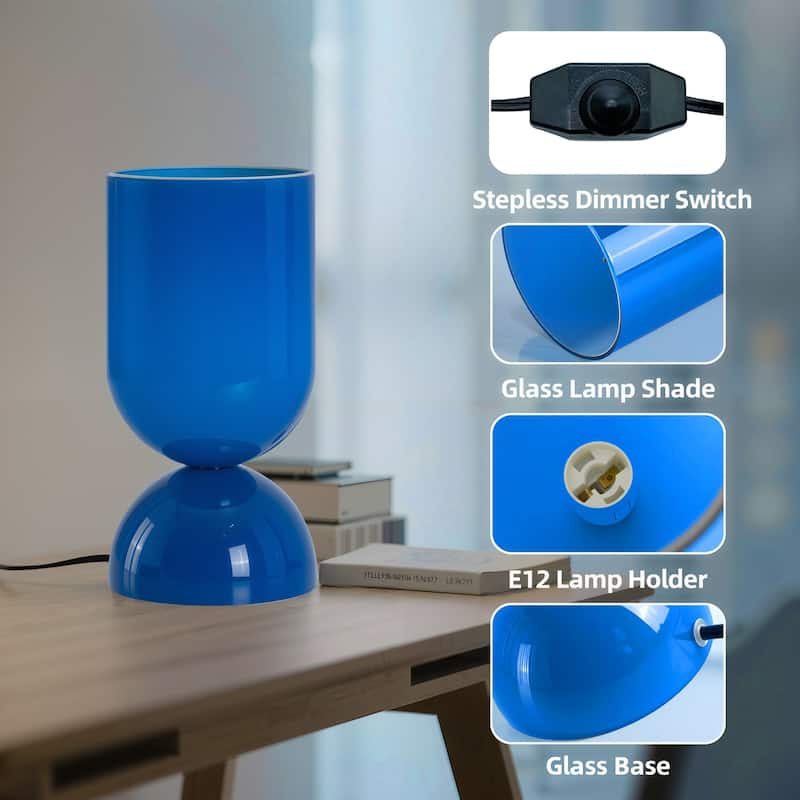 9 in. Modern Glass Small Table Lamp with E12 Base (Bulb not included)