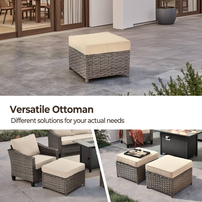 HOOOWOOO 6-piece Patio Furniture Wicker Conversation Set with Fire Pit Table