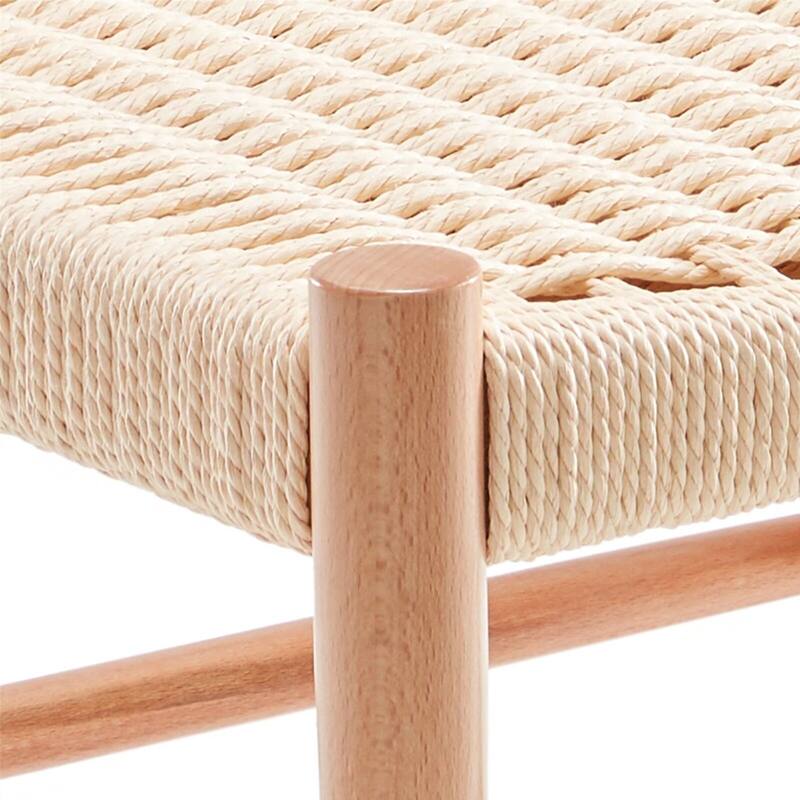 Modern Dining Chairs Woven Rope Seat with Sturdy Metal Frame (Set of 2)