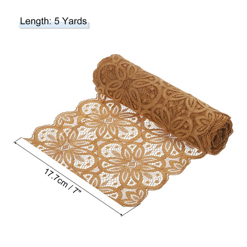 Lace Ribbon 7 Inch Lace Flower Trim for Craft Gift Wrappers Wedding - Light Brown - 5 Yard
