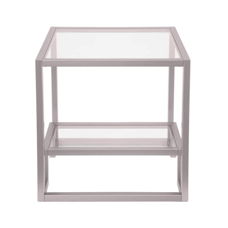 Glam 22'' Square End Table with Clear Tempered Glass Top - 22"W x 22"D x 22"H