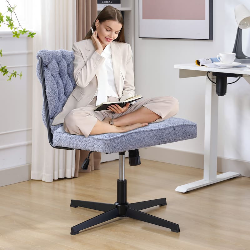 Upholstered No Wheels Armless Office Desk Chair