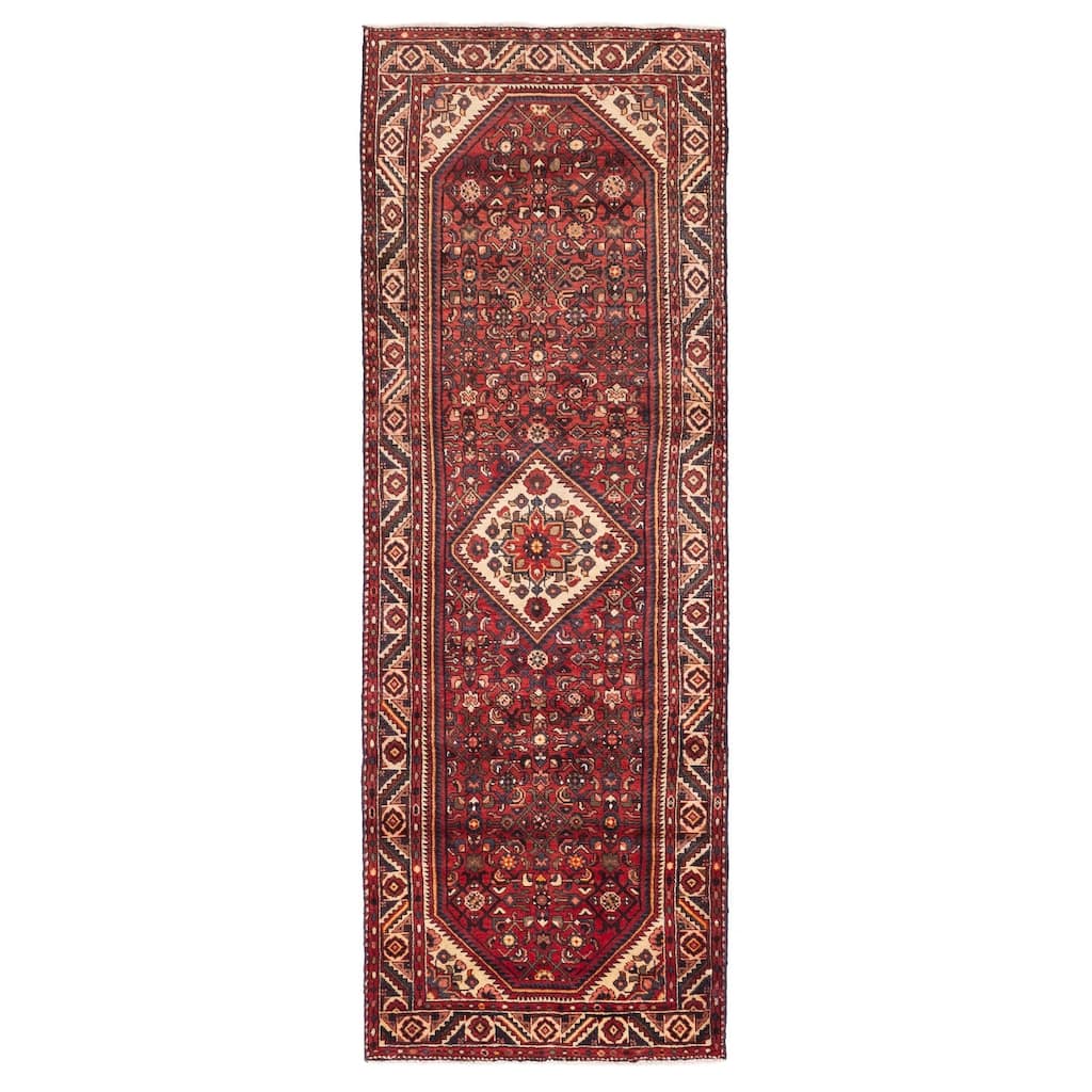ECARPETGALLERY Hand-knotted Andelz Red Wool Rug - 3'4 x 10'2