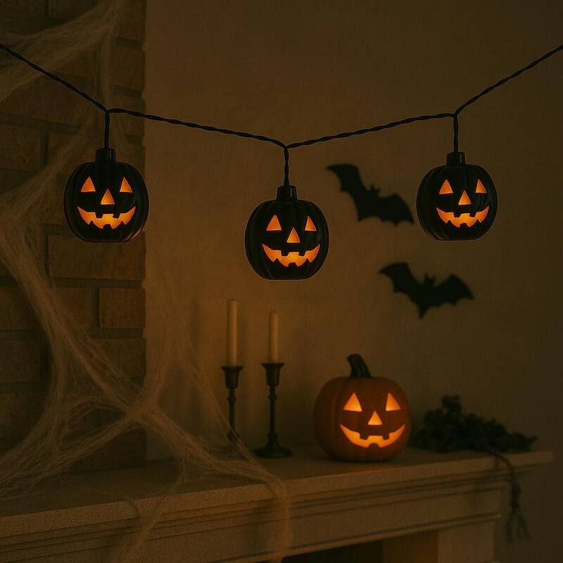 Halloween Pumpkin Jack-O-Lantern Light Up Garland
