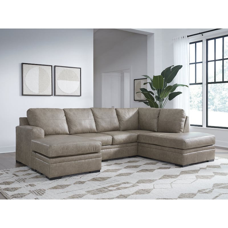 Signature Design by Ashley Amuleto Brown 2-Piece Sectional with Chaise - 124"W x 86"D x 40"H - Right Facing