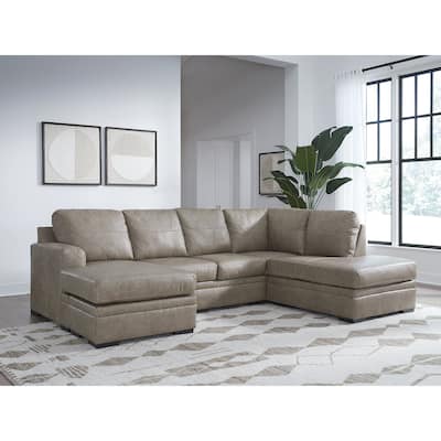 Signature Design by Ashley Amuleto Brown 2-Piece Sectional with Chaise - 124"W x 86"D x 40"H