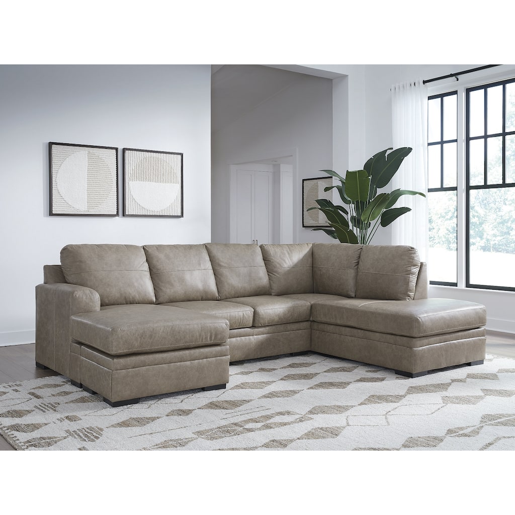 Signature Design by Ashley Amuleto Brown 2-Piece Sectional with Chaise - 124"W x 86"D x 40"H