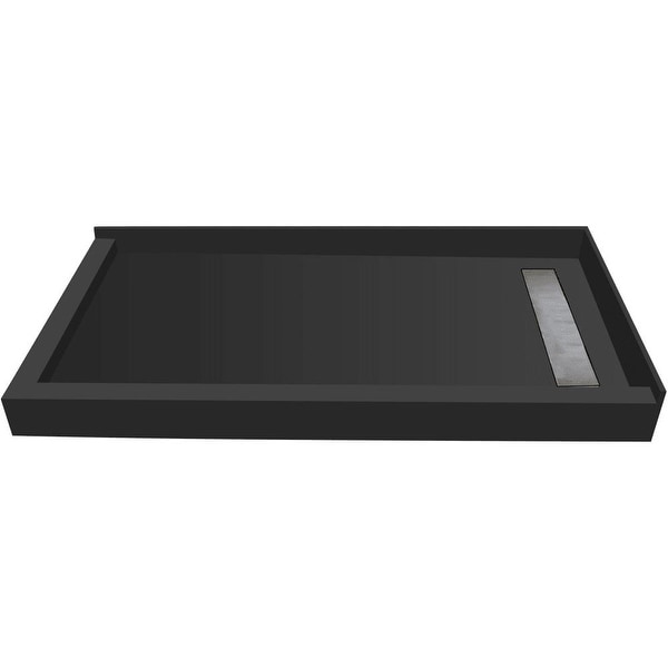 Tile Redi RT3048RDL-PVC Redi Trench 48" X 30" Corner Shower Pan with Double Threshold and 2" Right-Side Drain - Tileable Drain