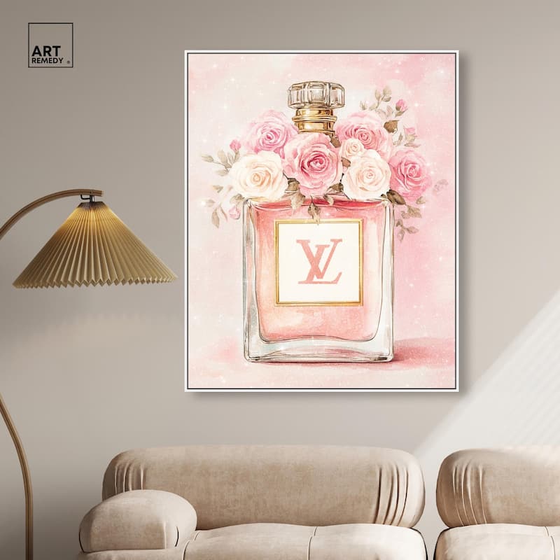 Delicate Floral Perfume Blush Canvas by Art Remedy