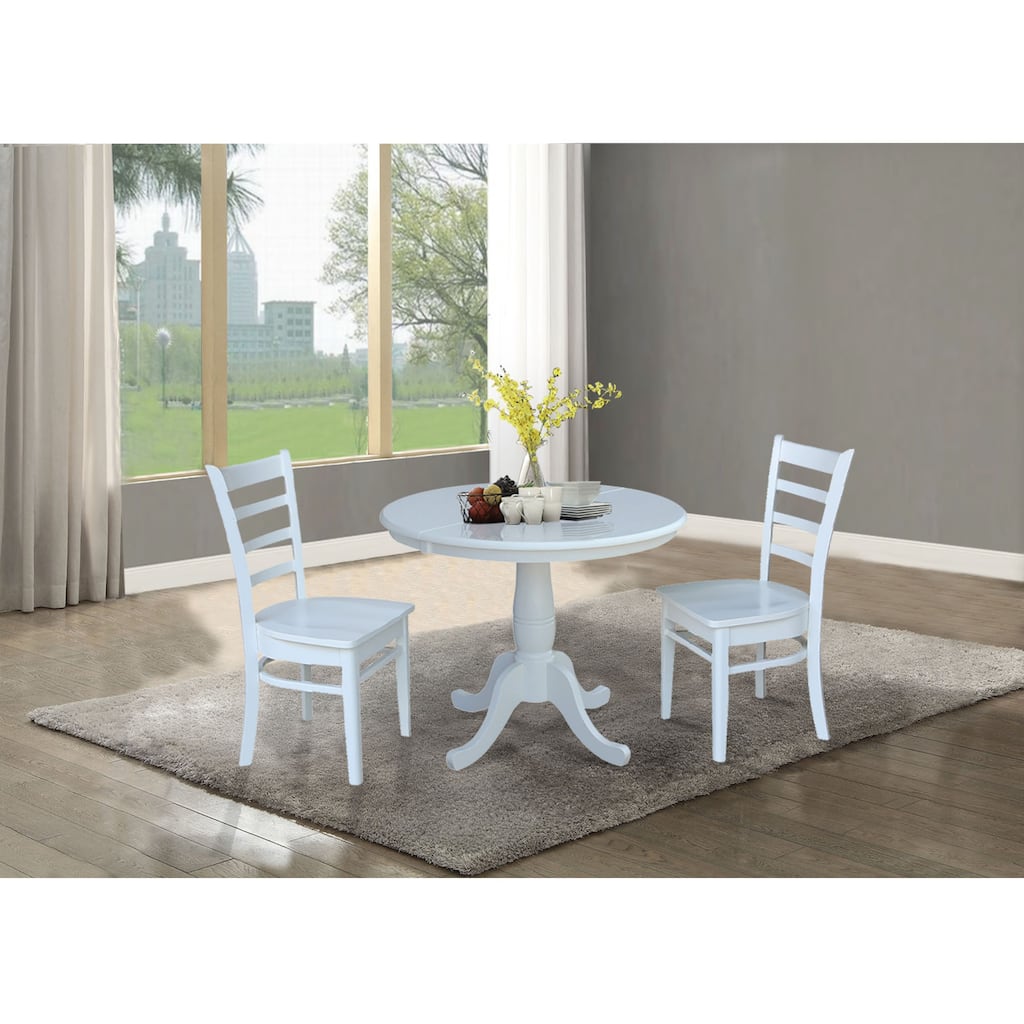 International Concepts 36" Round Extension Dining Table with Emily Chairs