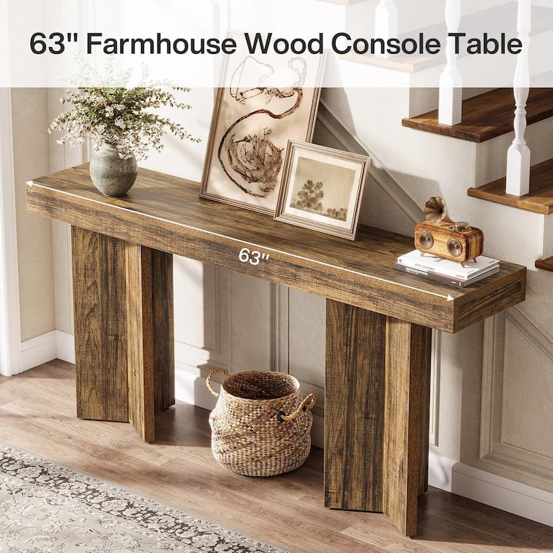 63 Inches Console Table, Entryway Table, Wooden Rectangular Sofa Table